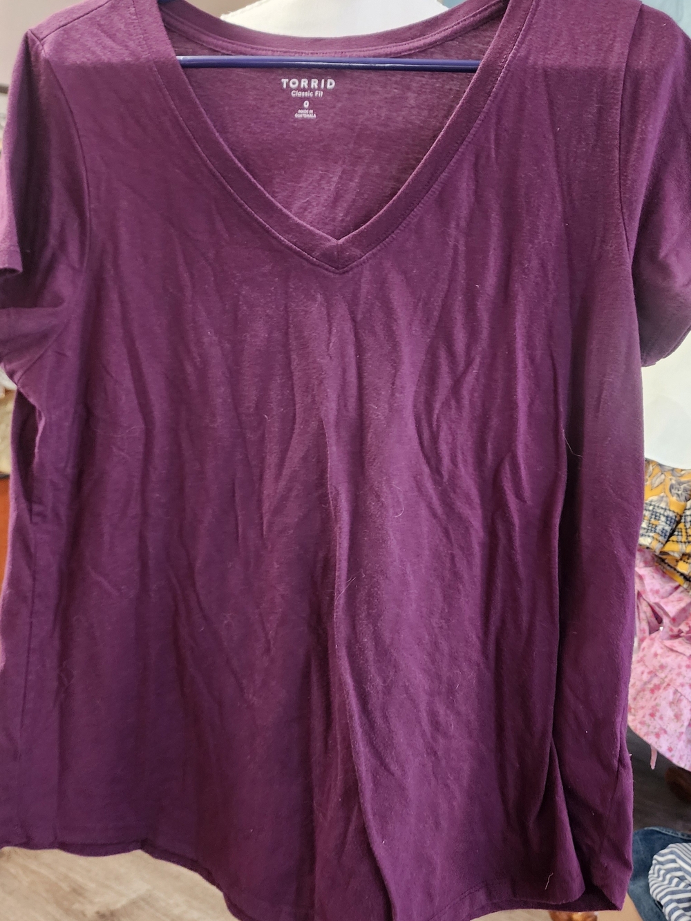 torrid Plum V-Neck Short Sleeve Tee Sz 0